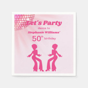 Groovy Disco-Kugel Rosa Lila 50. Geburtstag Frau Serviette