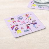 Groovy Disco Lila Girls Party Rechteckiger Pappuntersetzer (angewinkelt)