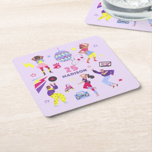 Groovy Disco Lila Girls Party Rechteckiger Pappuntersetzer (angewinkelt)