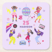 Groovy Disco Lila Girls Party Rechteckiger Pappuntersetzer (Vorderseite)