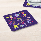 Groovy Disco Lila Party Millennial Retro Rechteckiger Pappuntersetzer (angewinkelt)