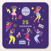 Groovy Disco Lila Party Millennial Retro Rechteckiger Pappuntersetzer (Vorderseite)