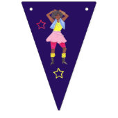 Groovy Disco Lila Party Retro 80er 90er Girls Wimpelkette (Erste Fahne)