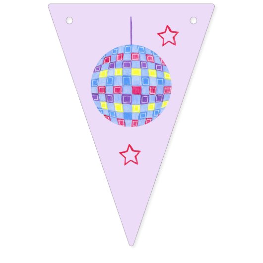 Groovy Disco Lila Party Retro 80er 90er Girls Wimpelkette (Zweite Fahne)