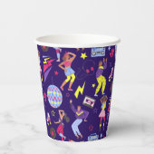 Groovy Disco Lila Party Retro 80er Discoball Pappbecher (Rückseite)