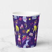 Groovy Disco Lila Party Retro 80er Discoball Pappbecher (Rechts)