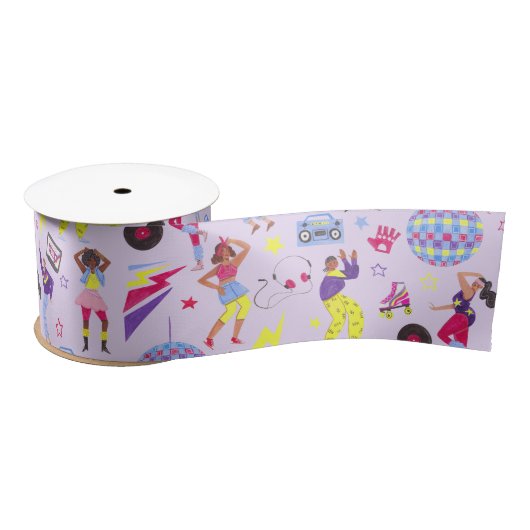 Groovy Disco Lila Party Retro 80er Lila Lila Satinband (Spule)