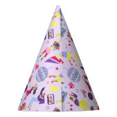 Groovy Disco Lila Party Retro 80er Pattern Partyhütchen (Rückseite)