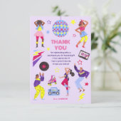 Groovy Disco Lila Party Retro 80s Girls Dankeskarte (Stehend Vorderseite)
