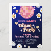 Groovy Disco Party Geburtstag Mädchen laden Retro  Einladung (Vorne/Hinten)