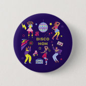 Groovy Disco Party Retro 80er Mama Lila Button (Vorderseite)