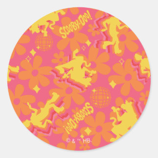 Groovy Disco Scooby-Doo Muster Runder Aufkleber