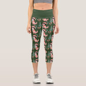Groovy Disco Weihnachtsbaum Dinosaurier Capri Leggings (Vorderseite)