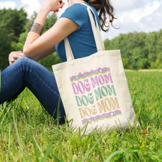 Groovy Dog Mama Dog Mama Leinwand Tragetasche