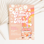 Groovy DREE Pink Peach Daisy Hippie Birthday Einladung
