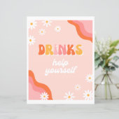 Groovy Drinks Party Sign | Groovy Sign (Stehend Vorderseite)