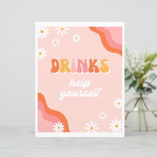 Groovy Drinks Party Sign | Groovy Sign (Stehend Vorderseite)