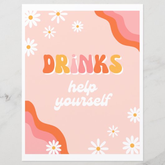 Groovy Drinks Party Sign | Groovy Sign (Vorderseite)