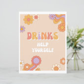 Groovy Drinks Party Sign | Groovy Sign (Stehend Vorderseite)