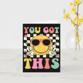 Groovy du Got diesen Smile Face Testing Day Teache Karte (Gelbe Blume)