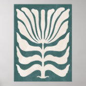 Groovy Dusty Aquamarine Abstrakte Blume Poster (Vorne)