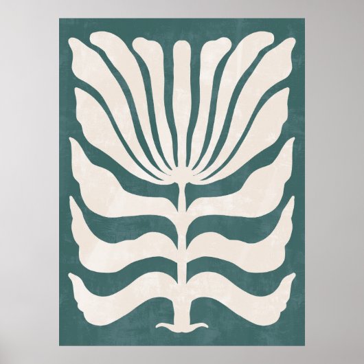 Groovy Dusty Aquamarine Abstrakte Blume Poster (Vorne)