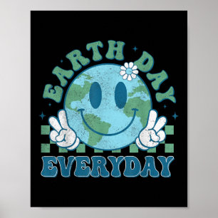 Groovy Earth Day 2025 Jederzeit Lächeln Gesicht Re Poster