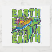 Groovy Earth Day Sea Turtle Lover Wildlife Schaumweinetikett (Einzelnes Label)