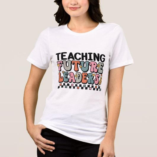 Groovy Earth Tones Teacher Quote Art Tri-Blend Shirt (Vorderseite)