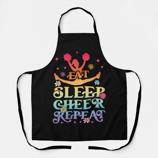 Groovy Eat Sleep Cheer Wiederholung Cheerleader Ch Schürze (Vorderseite)
