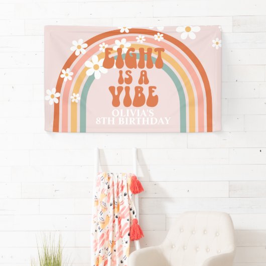 Groovy Eight ist ein Vibe Rainbow Daisy 8. Geburts Banner (Insitu)