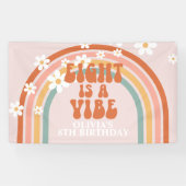 Groovy Eight ist ein Vibe Rainbow Daisy 8. Geburts Banner (Horizontal)