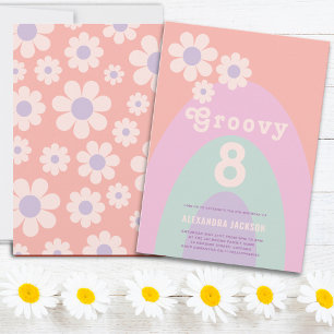 Groovy Eight Retro Daisy Bogen 8. Geburtstagsfeier Einladung