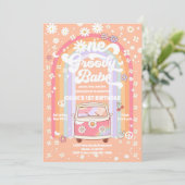 Groovy-Einladung zum 1. Geburtstag Einladung (Stehend Vorderseite)