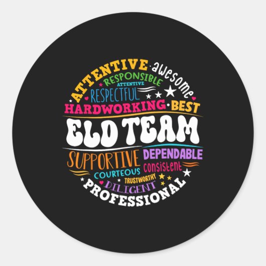 Groovy Eld Team Crew Englisch Sprachentwicklung Runder Aufkleber (Vorderseite)