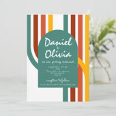 Groovy Element aus den 70er Jahren, mit Foto Hochz Einladung (Stehend Vorderseite)