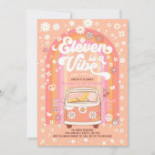 Groovy Eleven ist ein Vibe Van Bus zum 11. Geburts Einladung (Vorderseite)
