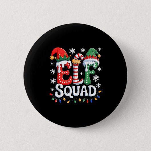 Groovy Elf Squad Elf Familie Weihnachten Matching Button (Vorderseite)