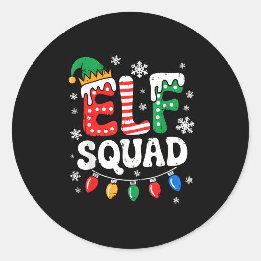Groovy Elf Squad Elf Familie Weihnachten Matching Runder Aufkleber (Vorderseite)