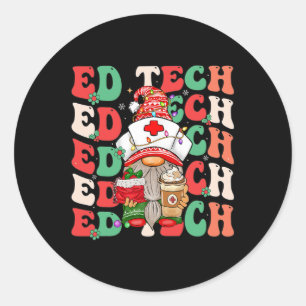 Groovy Emergency Room Nurse Christmas Gnome Ed Tec Runder Aufkleber