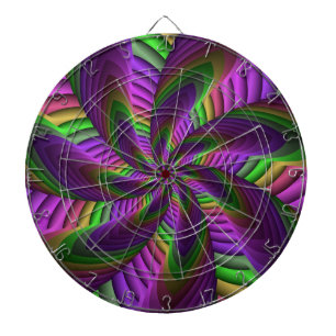 Groovy Energetic Colorful Neon Fraktal Pattern Dartscheibe