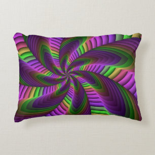 Groovy Energetic Colorful Neon Fraktal Pattern Dekokissen