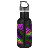 Groovy Energetic Colorful Neon Fraktal Pattern Edelstahlflasche (Rückseite)