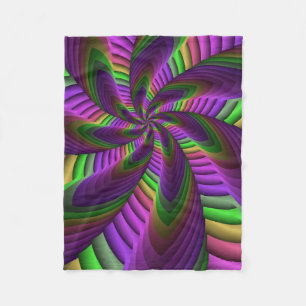 Groovy Energetic Colorful Neon Fraktal Pattern Fleecedecke