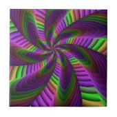 Groovy Energetic Colorful Neon Fraktal Pattern Fliese (Vorderseite)