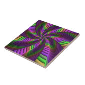 Groovy Energetic Colorful Neon Fraktal Pattern Fliese (Seite)