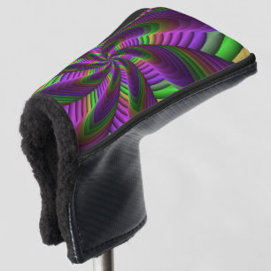 Groovy Energetic Colorful Neon Fraktal Pattern Golf Headcover