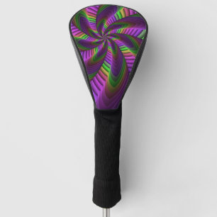 Groovy Energetic Colorful Neon Fraktal Pattern Golf Headcover