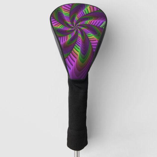 Groovy Energetic Colorful Neon Fraktal Pattern Golf Headcover (Vorderseite)