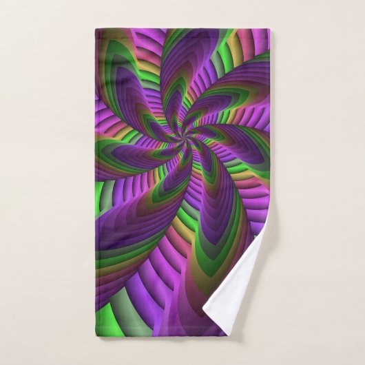 Groovy Energetic Colorful Neon Fraktal Pattern Handtuch (Handtuch)